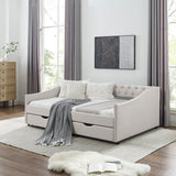 Full Size Daybed with Drawers Upholstered Tufted Sofa Bed