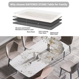 70.87"Modern artificial stone Pandora white curved metal leg dining table-can accommodate 6-8 people