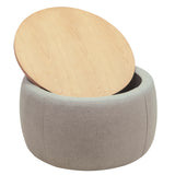 Round Storage Ottoman, 2 in 1 Function, Work as End table