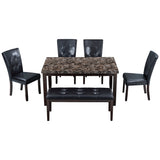 6-piece Faux Marble Dining Table Set