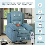 Massage Recliner,Power Lift Chair for Elderly with Adjustable Massage and Heating Function,Recliner Chair with Infinite Position and Side Pocket for Living Room ,Blue