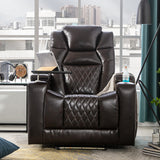 Orisfur. Power Motion Recliner with USB Charging Port and Hidden Arm Storage, Home Theater Seating with 2 Convenient Cup Holders Design and 360° Swivel Tray Table