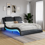 Room Digs Faux Leather Upholstered Platform Bed + LED lighting-Bluetooth connection to play music, Backrest vibration massage
