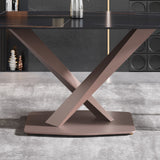 70.87"Modern artificial stone black curved metal leg dining table-can accommodate 6-8 people