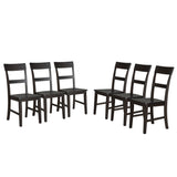 Retro Industrial Style 7-Piece Dining Table Set Extendable Table with 18” Leaf and Six Wood Chairs