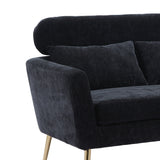 Black Modern Chenille Loveseat Sofa