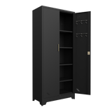 Metal Storage Cabinet,Storage Cabinet with Doors and Shelves,Garage Storage Cabinet with Lock for Office,Home,Garage,Gym,School 72.8”H×31.5”W×15.7”D (Black)