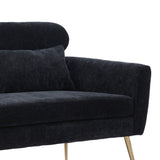 Black Modern Chenille Loveseat Sofa