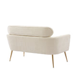 Beige modern Two-Seater Sofa With 2 Throw Pillows