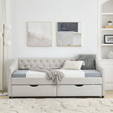 Twin Size Daybed with Drawers Upholstered Tufted Sofa Bed