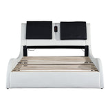 Faux Leather Upholstered Platform Bed Frame with led lighting & Bluetooth / massage