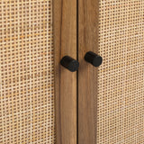 Natural rattan, 2 door cabinet, with 1 Adjustable Inner Shelves, rattan, Accent Storage Cabinet