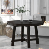 Round Extendable Dining Table with 16" Leaf Wood Kitchen Table (Espresso)