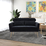 Black Modern Chenille Loveseat Sofa