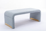 New Boucle Fabric Loveseat Ottoman Footstool Bedroom Bench Shoe Bench With Gold Metal Legs,Light Blue