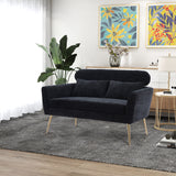 Black Modern Chenille Loveseat Sofa