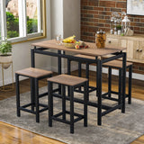 5-Piece Kitchen Counter Height Table Set, Dining Table with 4 Chairs