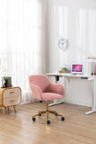 Modern Teddy Fabric Material Adjustable Height 360 Revolving Home Office Chair With Gold Metal Legs And Universal Wheel For Indoor,Pink