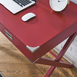 Red Computer Desk with Storage, Sturdy Table for home office