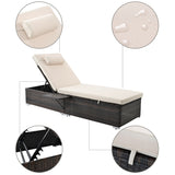Outdoor Wicker Chaise Lounge - 2 Piece patio lounge chai; chase longue; lazy boy recliner; outdoor lounge chairs set of 2 beach chairs, recliner chair with side table