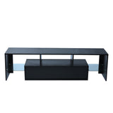 Black morden TV Stand with LED Lights,high glossy front TV Cabinet,can be assembled in Lounge Room, Living Room or Bedroom,color:black