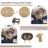 Round Extendable Dining Table with 16" Leaf Wood Kitchen Table