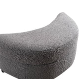 32.7" W Boucle Upholstered Half Crescent Moon Storage Bench Large Ottoman With Tray Serve As Side Table Soft Padded Seat Dressing Shoe Bench Foot Rest For Living Room, Entryway, Hallway（Dark Gray）