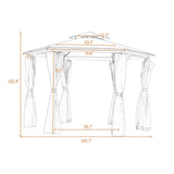 Outdoor Gazebo, Double Roof Soft Canopy Garden Backyard Gazebo with Mosquito Netting Suitable for Lawn, Garden, Backyard and Deck