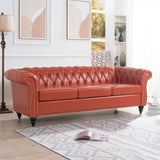 84.65" Rolled Arm Chesterfield 3 Seater Sofa