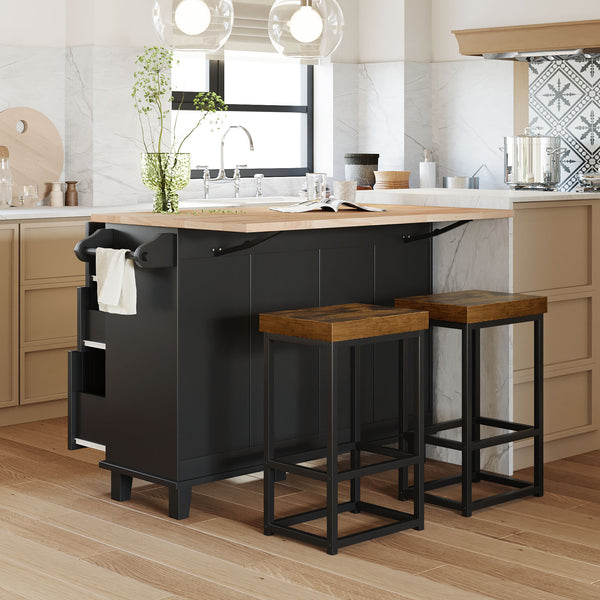 Farmhouse Kitchen Island Set with Drop Leaf