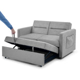 Grey Sofa with Pull-out Bed adjustable back and Two Arm Pocket