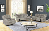 Grey Reclining Leather Upholstered Loveseat