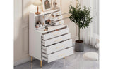 Vanity Makeup Table with Mirror and Retractable Table, Storage Dresser for Bedroom with 7 Drawers and Hidden Storage