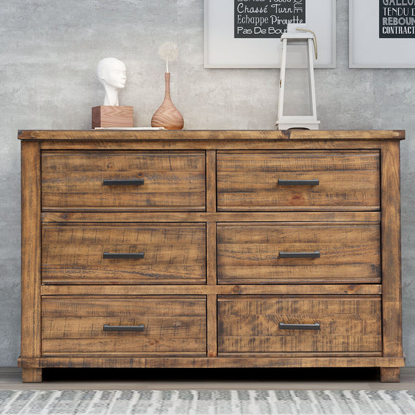 Rustic (Reclaimed Pallet) Solid Wood Farmhouse 6 Drawers Wider Dresser