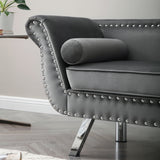 Grey Modern Accent Loveseat with Nailhead Trimming