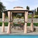 Outdoor Gazebo, Double Roof Soft Canopy Garden Backyard Gazebo with Mosquito Netting Suitable for Lawn, Garden, Backyard and Deck