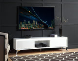 TV stand , LED, White & Chrome Finish