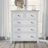 5 Drawers Solid Wood Chest in White