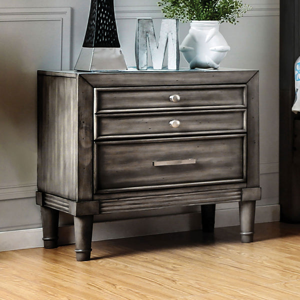 Modern Gray Finish 1pc Nightstand - hidden drawer