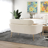 Beige modern Two-Seater Sofa With 2 Throw Pillows