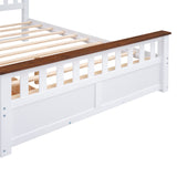 Queen Size Wood Platform Bed with Two Drawers and Wooden Slat Support