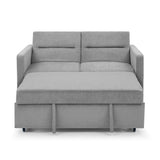 Grey Sofa with Pull-out Bed adjustable back and Two Arm Pocket