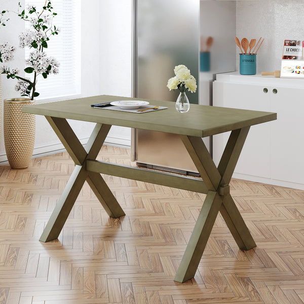 Green Rustic Wood Dining Table