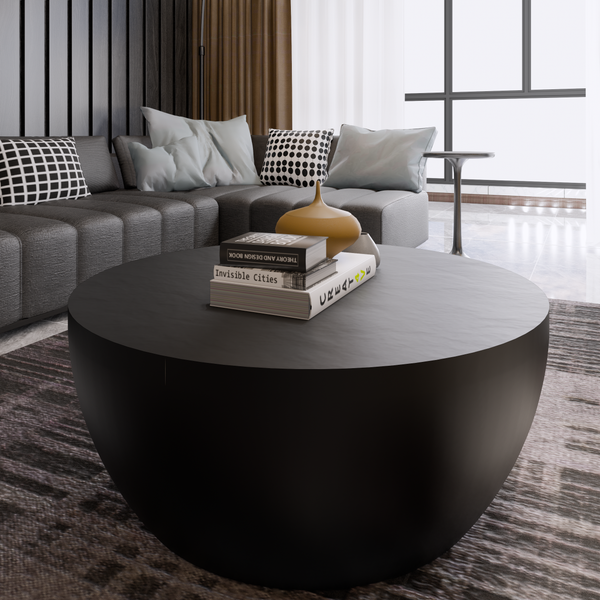 Contemporary solid wood round coffee table