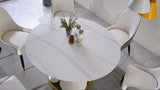 53“ Modern sintered stone round dining table with stainless steel base