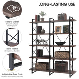 Home Office 5 Tier Bookshelf, X Design Etageres Storage Shelf, Industrial Bookcase for Office with Metal Frame