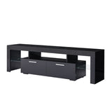 Black morden TV Stand with LED Lights,high glossy front TV Cabinet,can be assembled in Lounge Room, Living Room or Bedroom,color:black