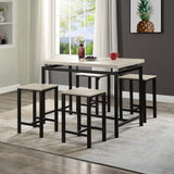 Dining Set, Bar Set, Dining Table with 4 Chairs, 5 Piece, with Counter and Pub Height