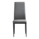 Light Gray modern minimalist dining chair fireproof leather sprayed metal pipe diamond grid pattern restaurant home conference chair set of 6