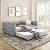 Daybed with Trundle Upholstered Tufted Sofa Bed